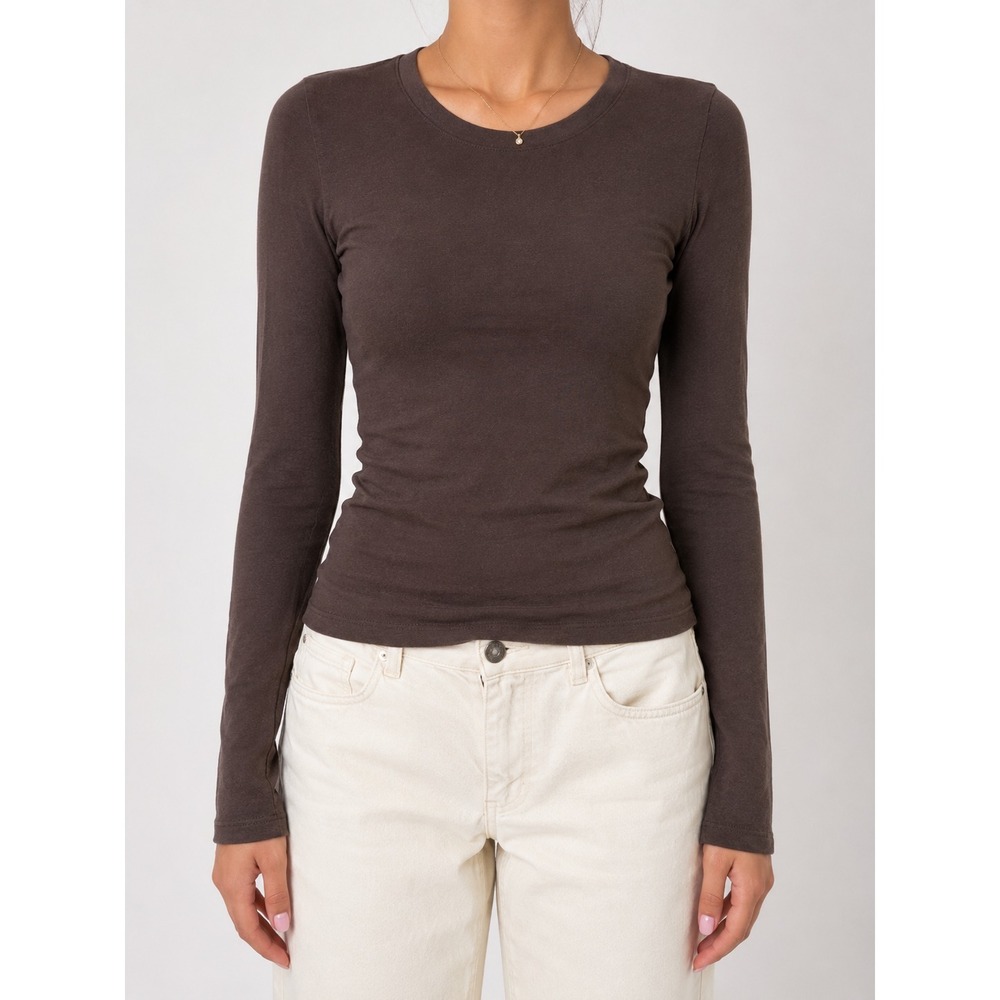 Halogen‎ Brown Long Sleeve Scoop Neck Stretch Top Women's Size (S)